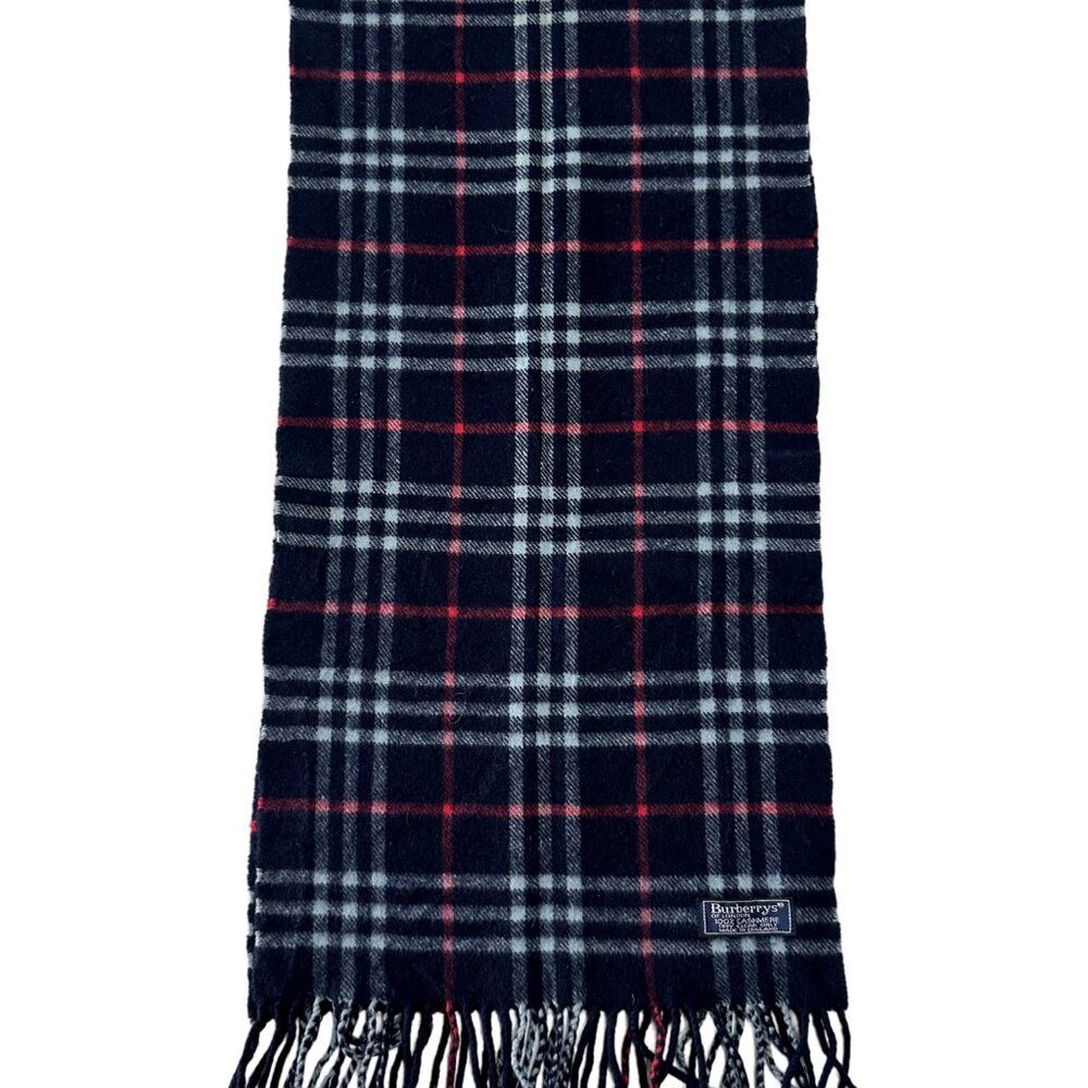 Burberrys Classic Check Scarf Black 100% Cashmere Unisex Scarf Made In England - Picture 5 of 7